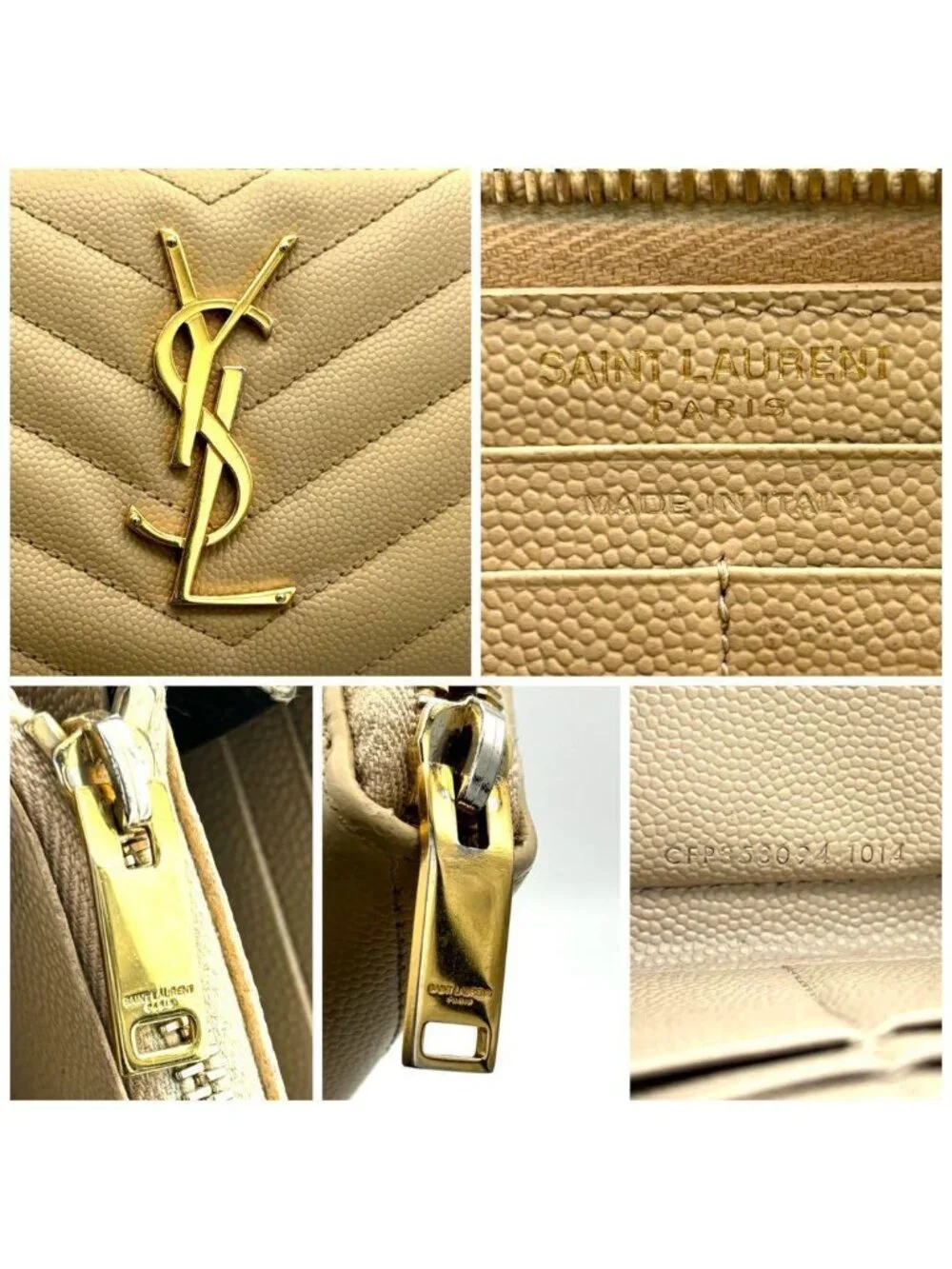 ★SOLD★ Saint Laurent Stitch Beige Leather Zip Around Wallet - Picture 8 of 10